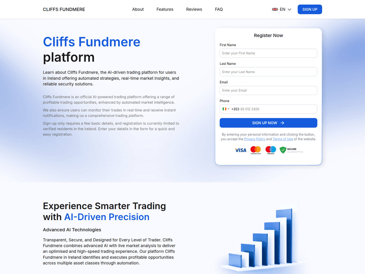 Screenshot der Webseite Cliffs Fundmere (cliffs-fundmere.com)