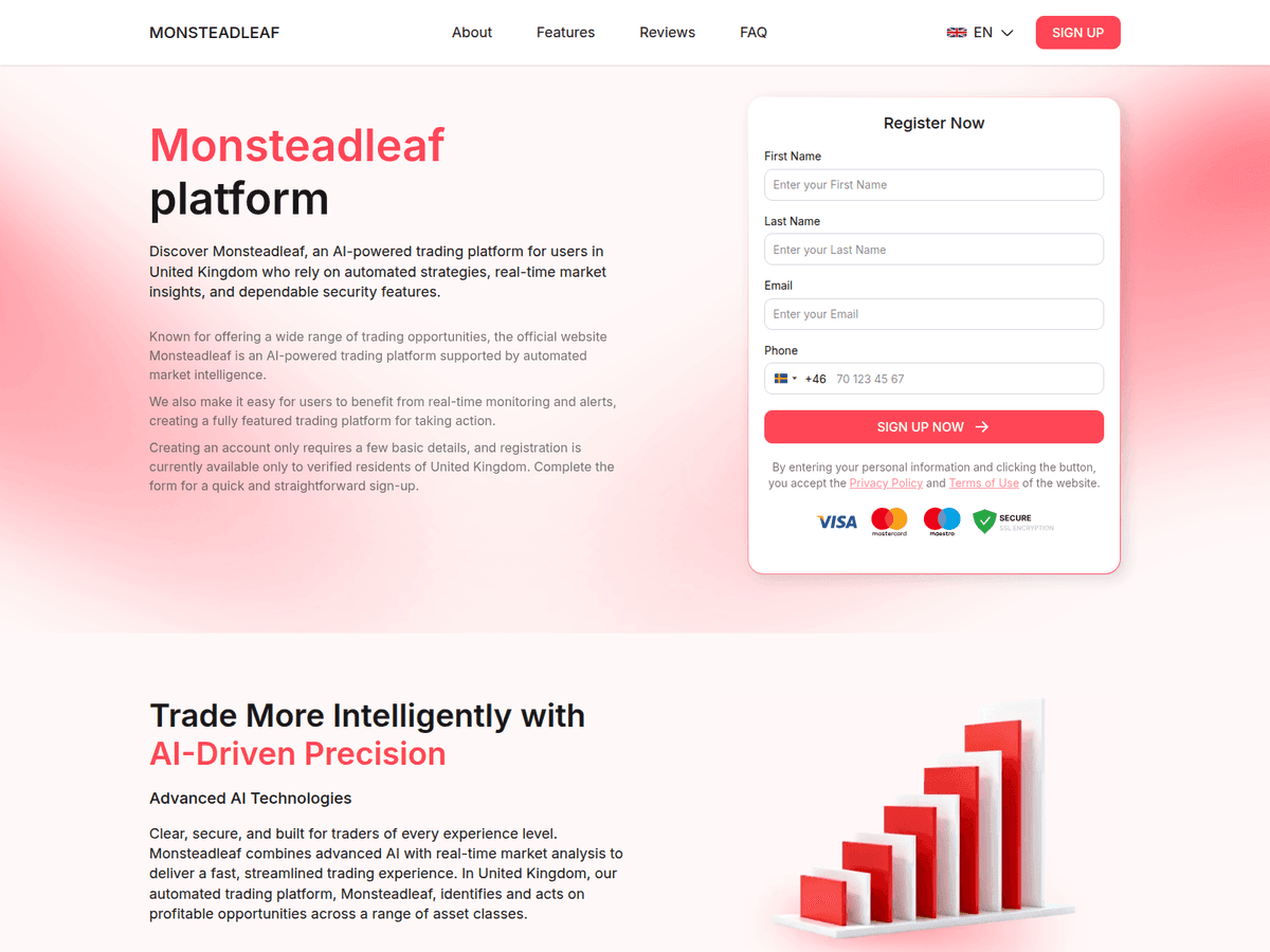 Screenshot der Webseite Monsteadleaf (monsteadleaf.com)