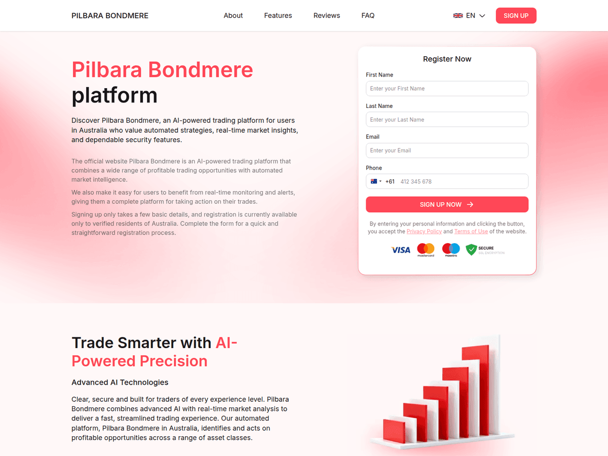Screenshot der Webseite Pilbara Bondmere (pilbara-bondmere.com)