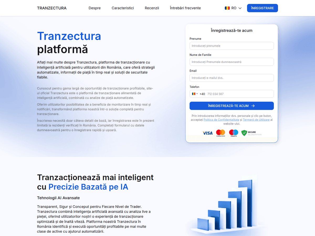 Screenshot der Webseite Tranzectura (tranzectura.com)