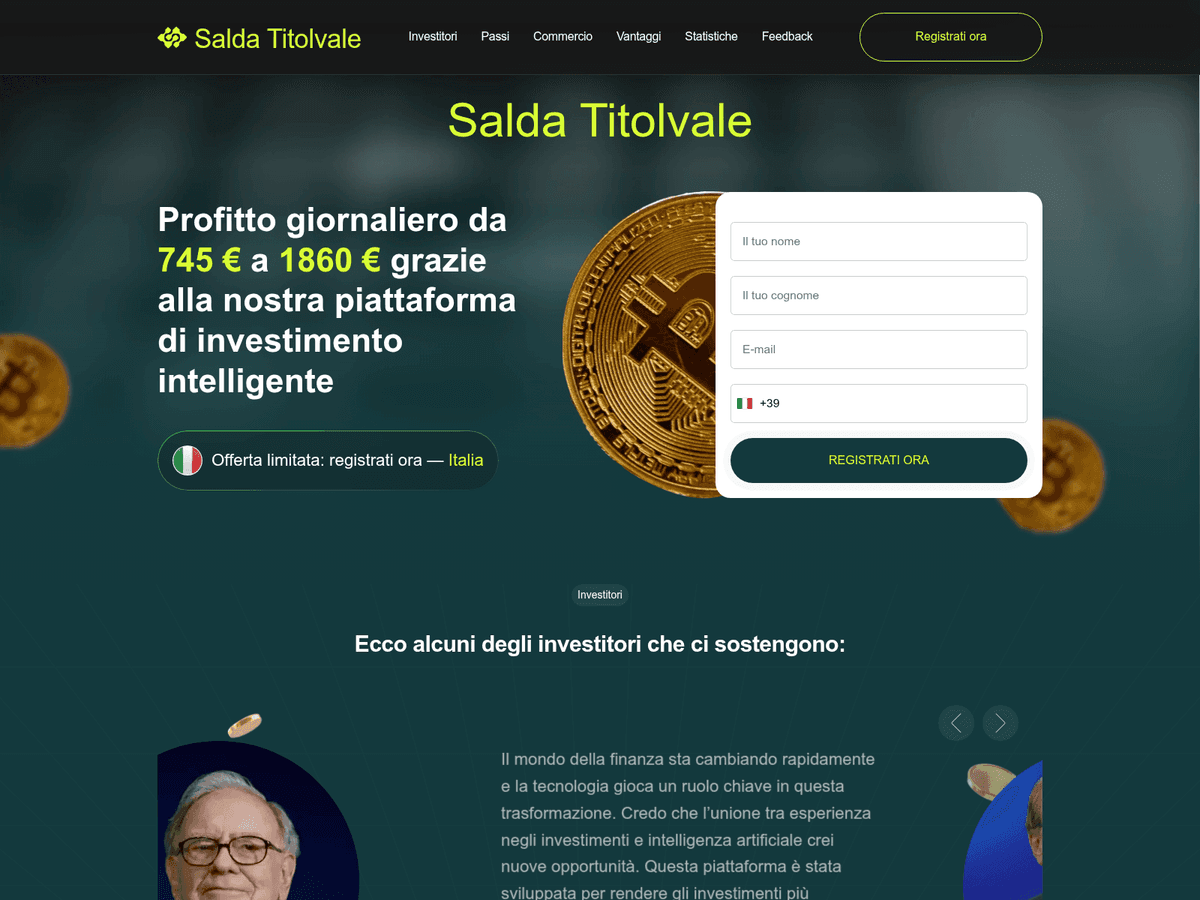 Screenshot der Webseite Salda Titolvale (salda-titolvale.site)