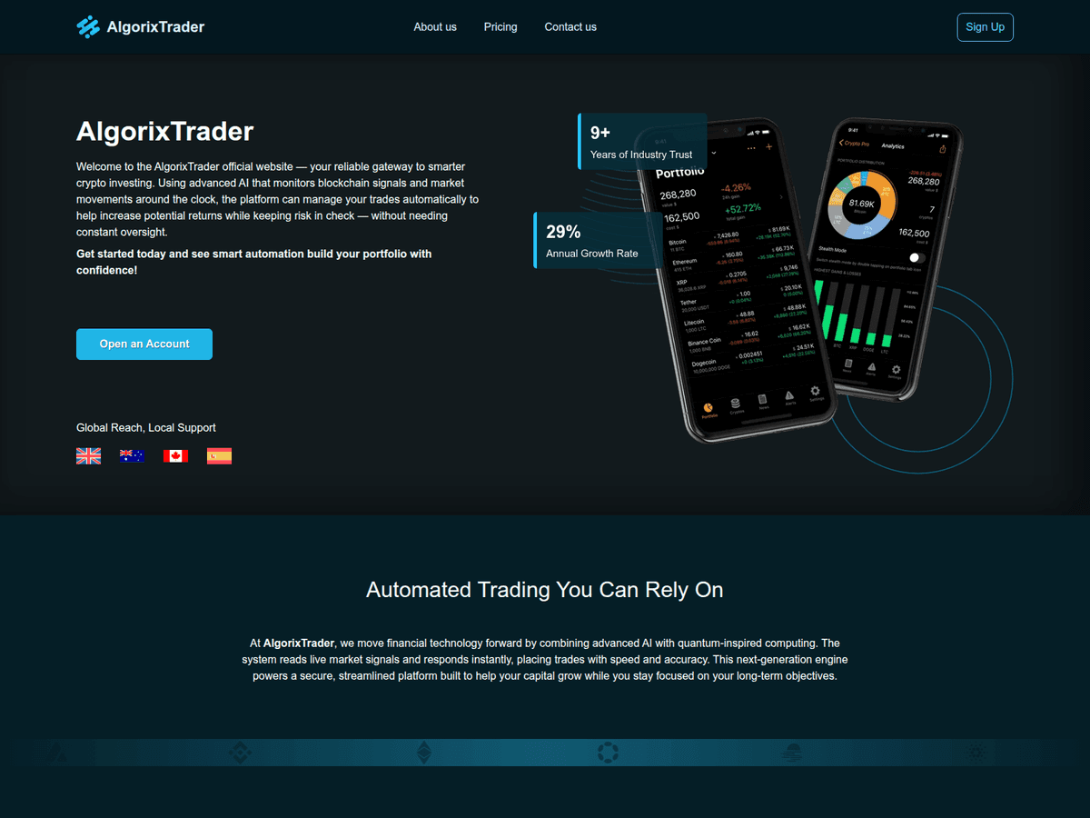 Screenshot von Algorixtraderuk