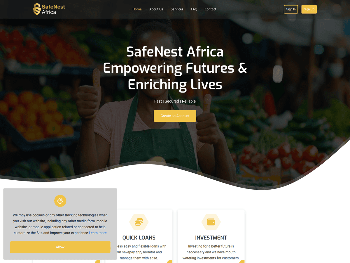 Screenshot der Webseite Safenestafrica (safenestafrica.com)