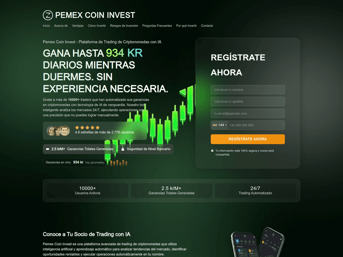 Screenshot der Webseite Pemexcoininvest (pemexcoininvest.net)