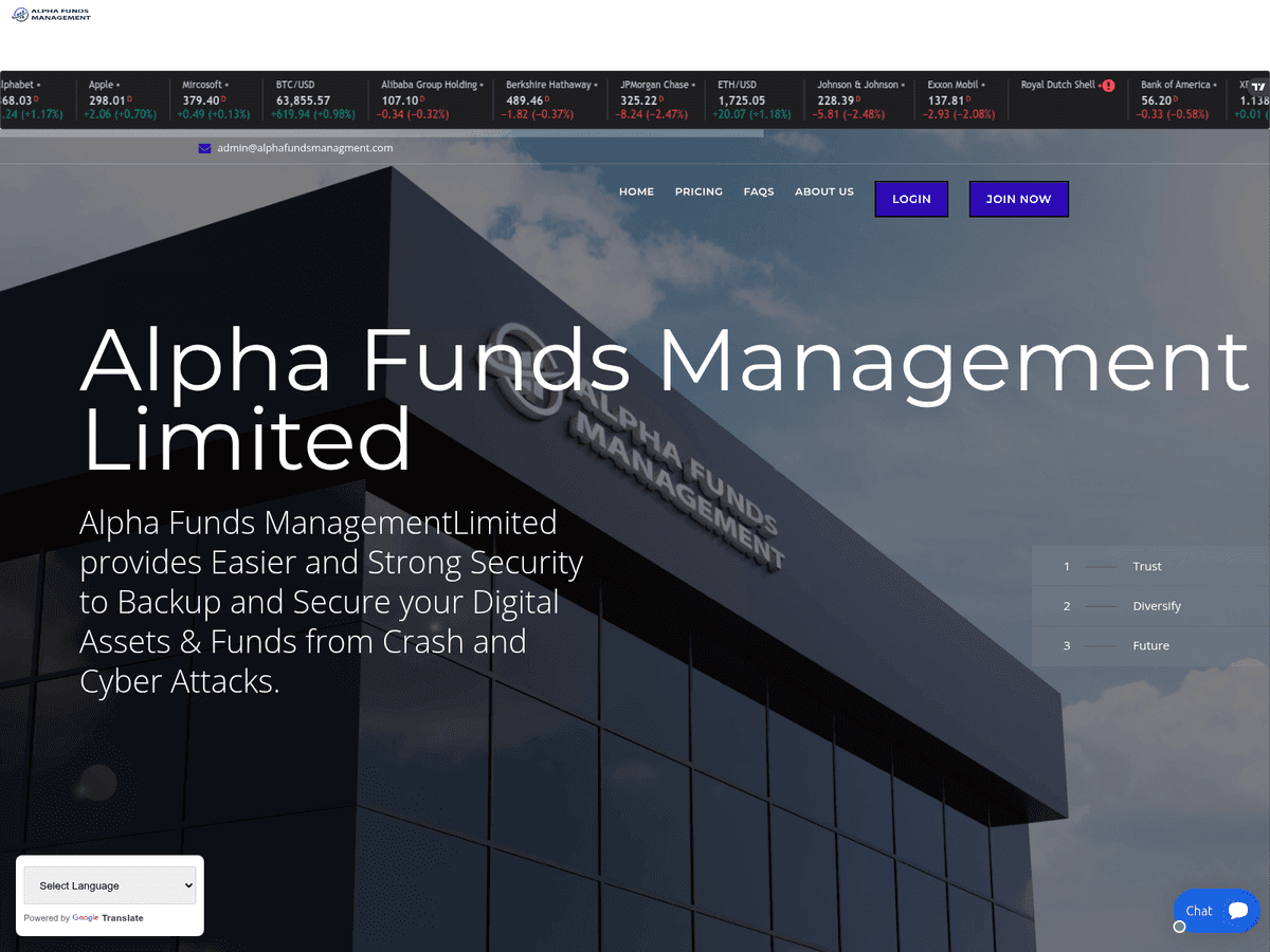 Screenshot von Alphafundsmanagment