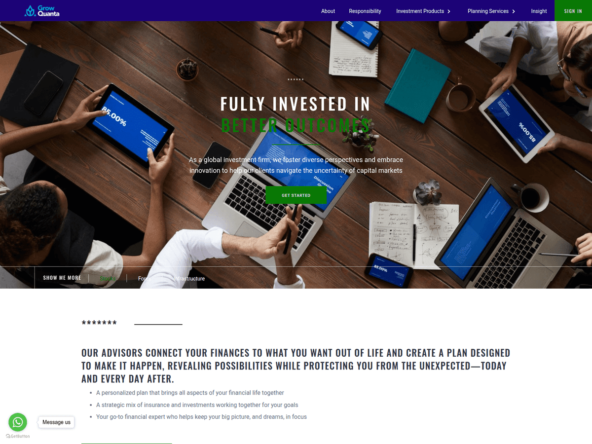 Screenshot der Webseite Growquanta (growquanta.com)