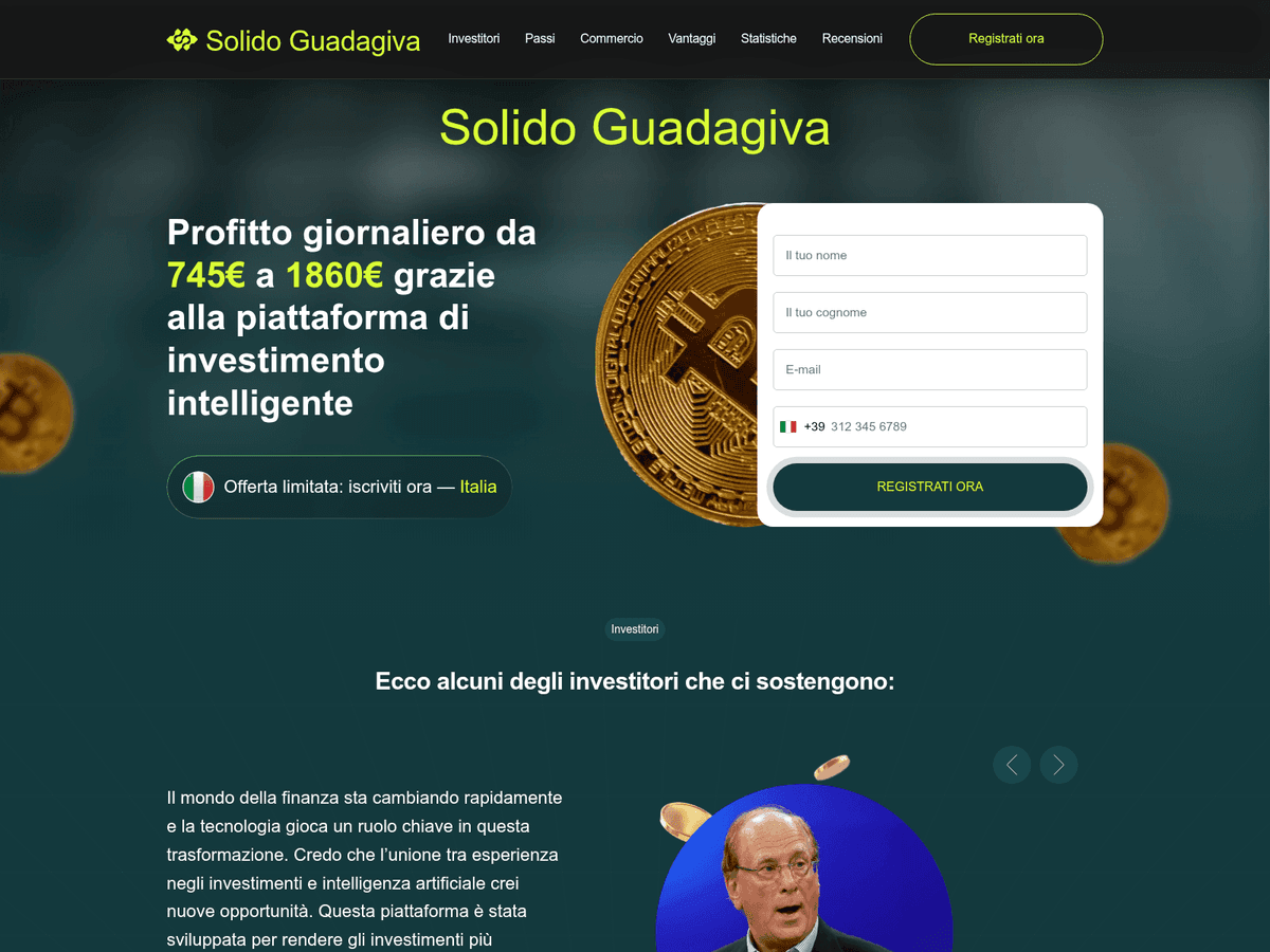 Screenshot der Webseite Solido Guadagiva (solido-guadagiva.net)