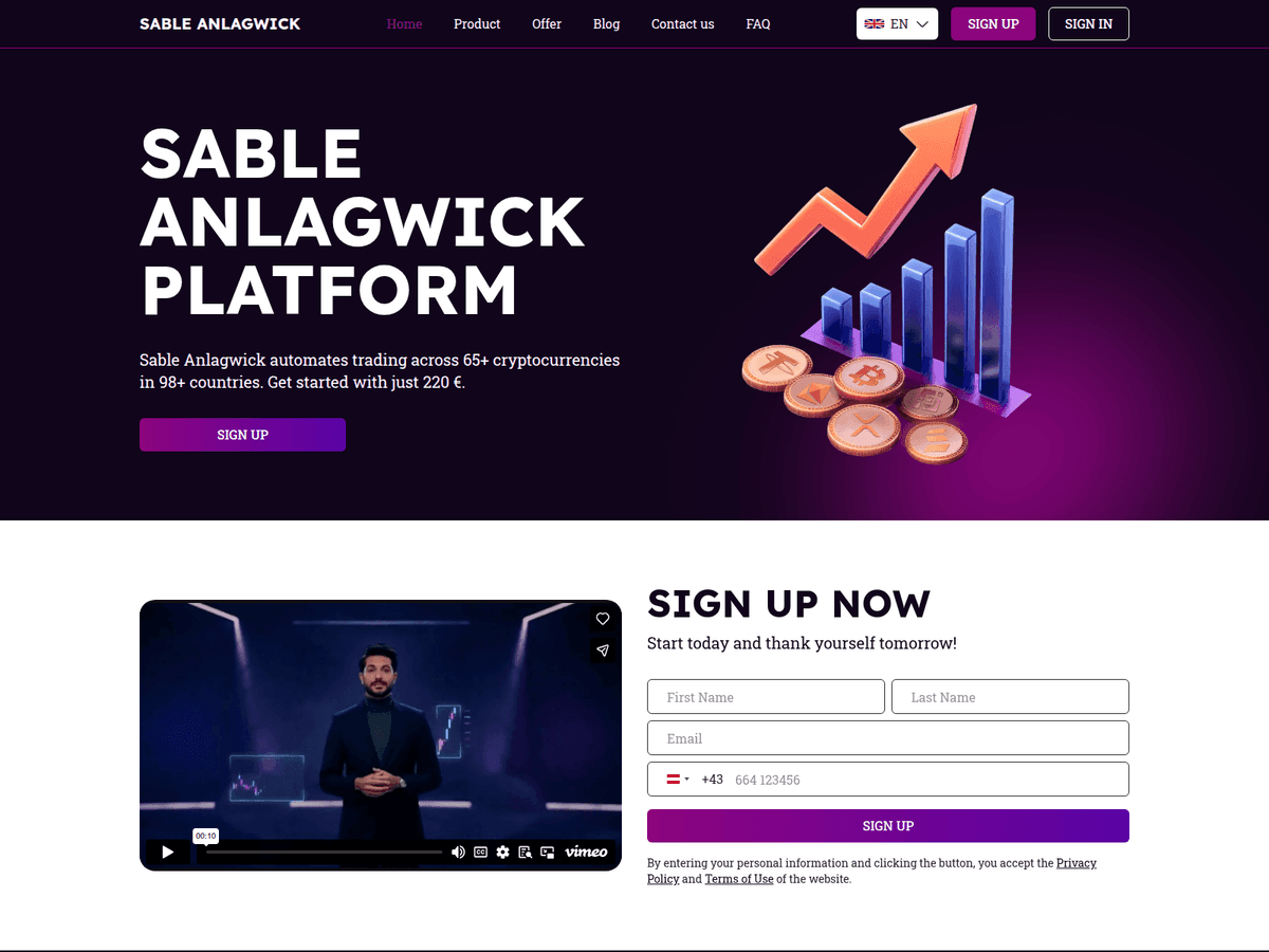 Screenshot der Webseite Sableanlagwick (sableanlagwick.com)