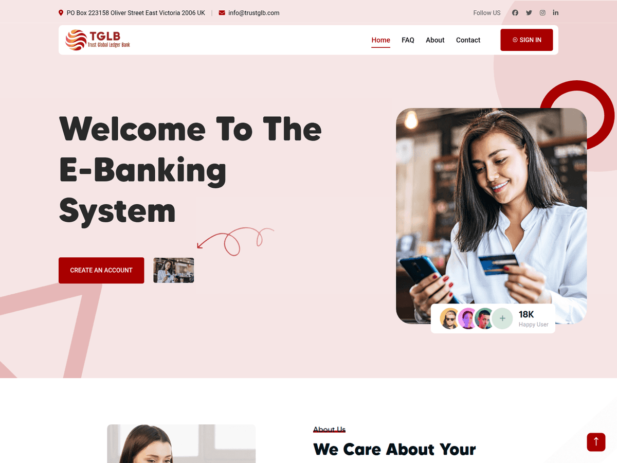 Screenshot der Webseite Trustglb (trustglb.com)