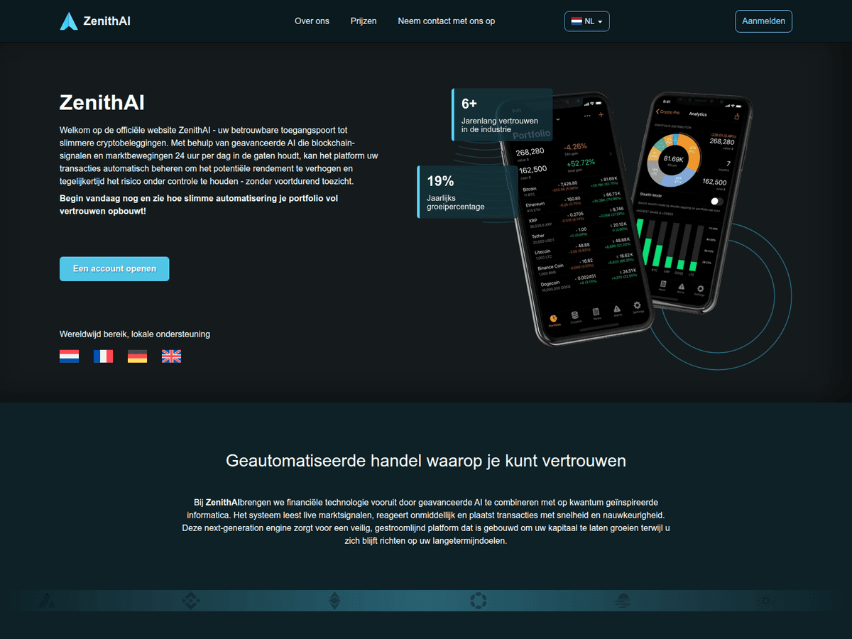 Screenshot der Webseite Zenithainetherlands (zenithainetherlands.com)