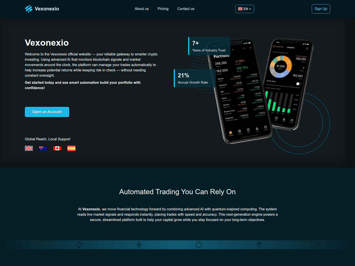 Screenshot der Webseite Vexonexio Gb (vexonexio-gb.com)