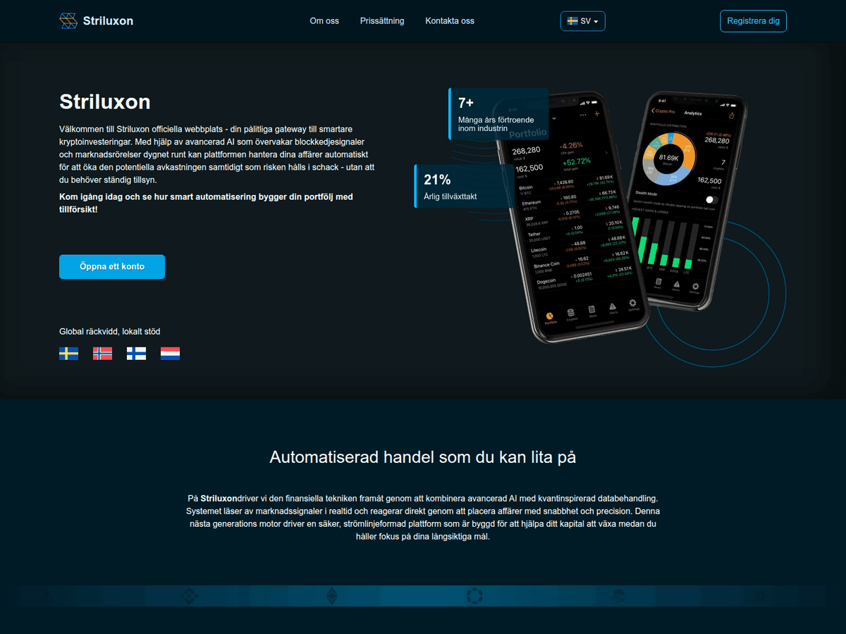 Screenshot der Webseite Striluxonsweden (striluxonsweden.com)