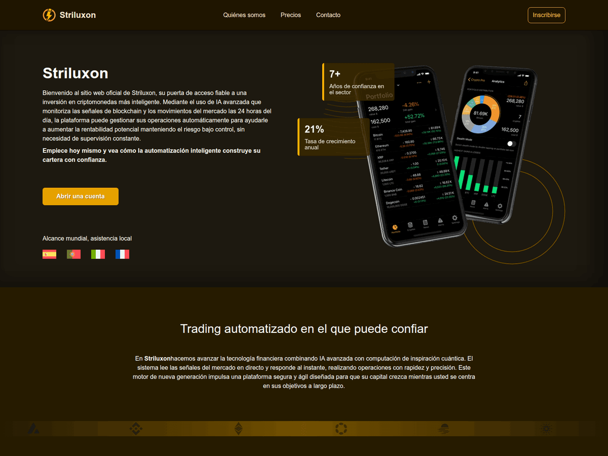 Screenshot der Webseite Striluxones (striluxones.com)