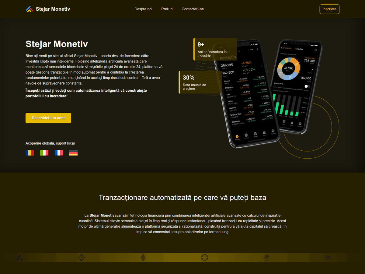 Screenshot der Webseite Stejarmonetivro (stejarmonetivro.com)