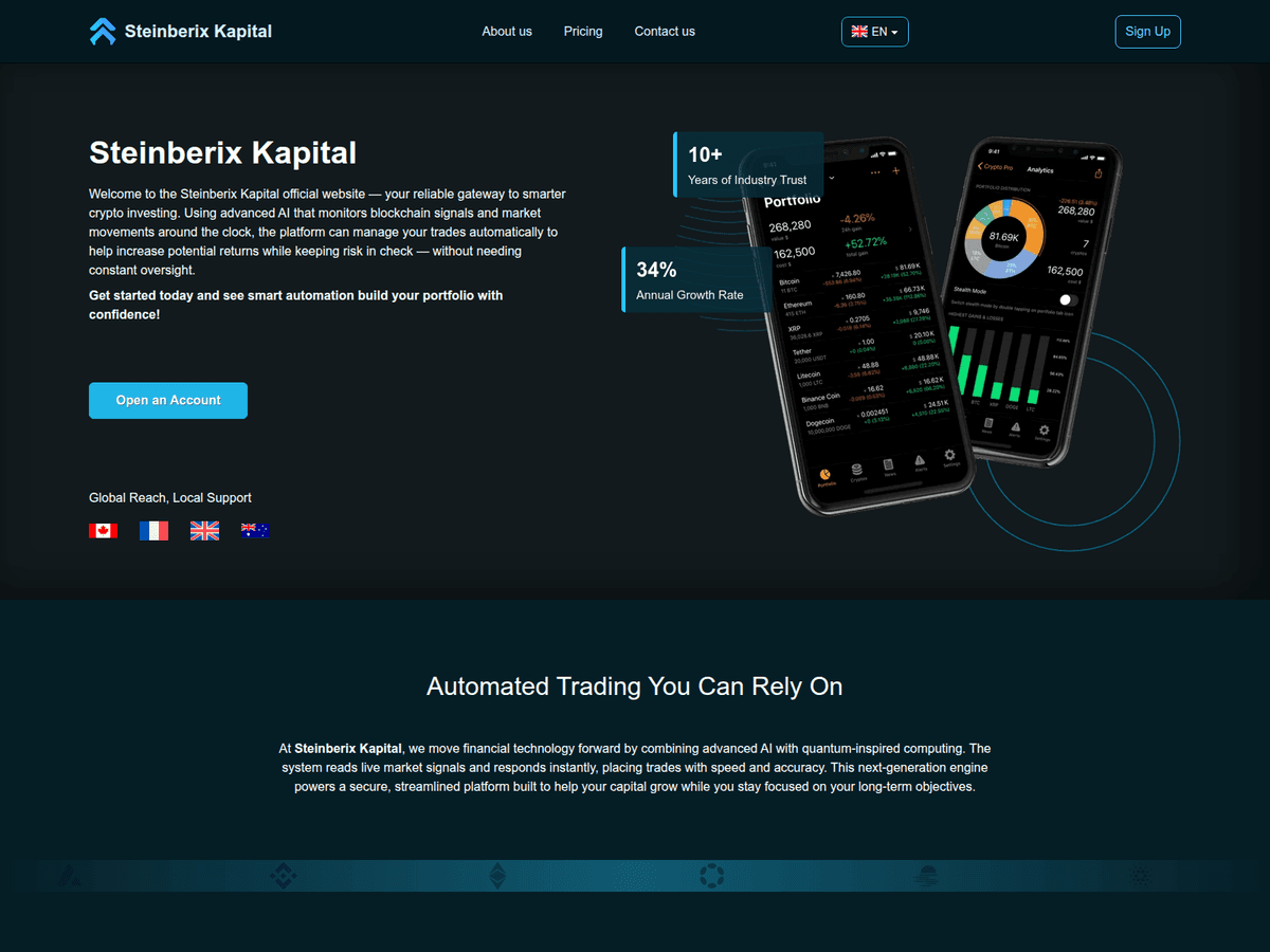 Screenshot der Webseite Steinberixkapitalcanada (steinberixkapitalcanada.com)
