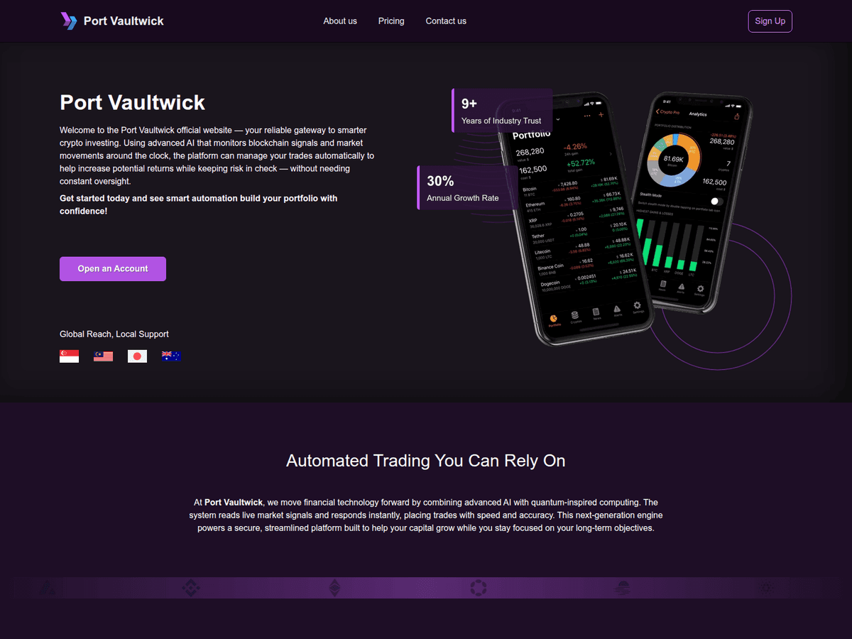 Screenshot der Webseite Portvaultwick (portvaultwick.com)