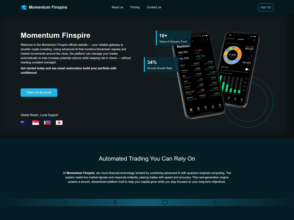 Screenshot der Webseite Momentumfinspireau (momentumfinspireau.com)