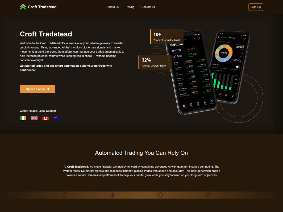 Screenshot der Webseite Crofttradstead (crofttradstead.com)