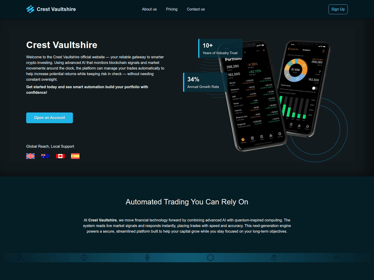 Screenshot der Webseite Crestvaultshire (crestvaultshire.com)