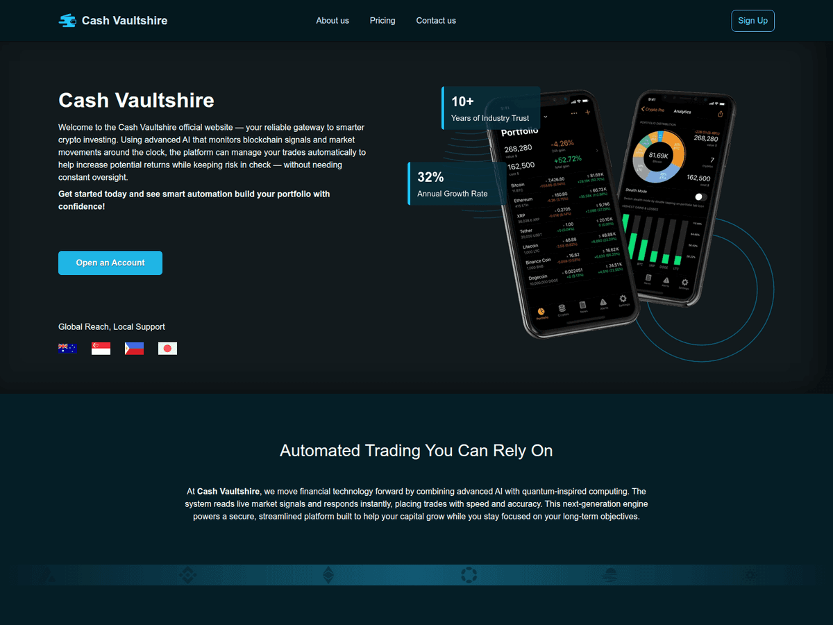 Screenshot der Webseite Cashvaultshireau (cashvaultshireau.com)
