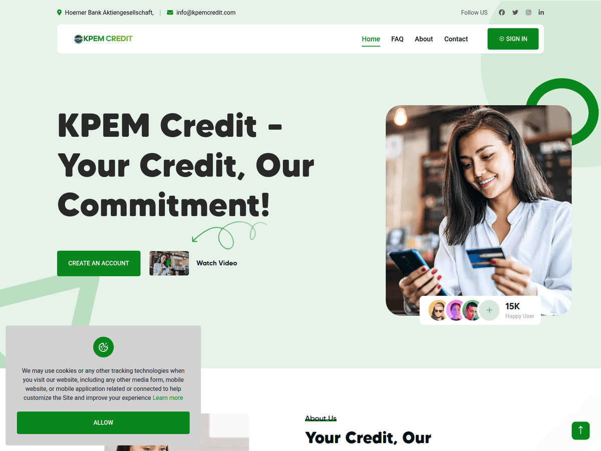 Screenshot der Webseite Kpemcredit (kpemcredit.com)