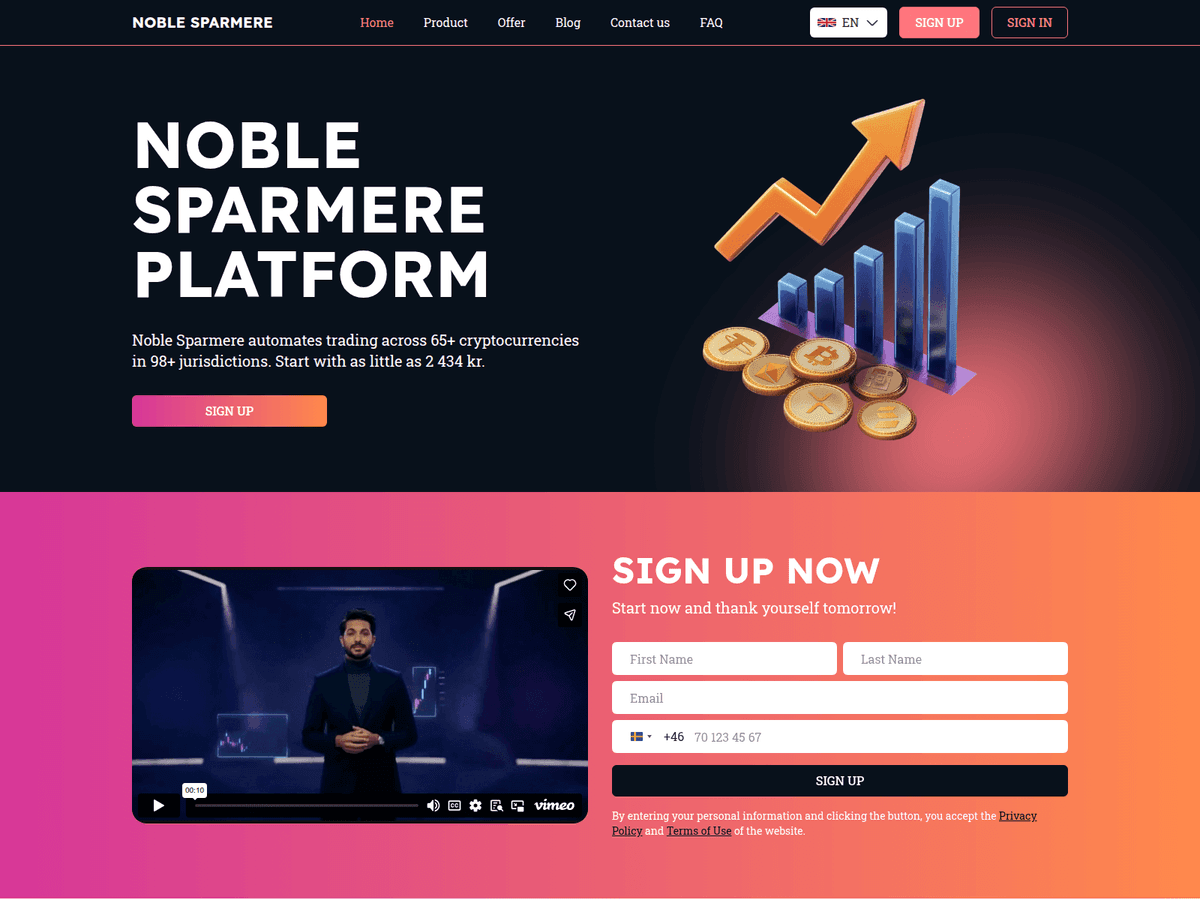 Screenshot der Webseite Noblesparmere (noblesparmere.com)