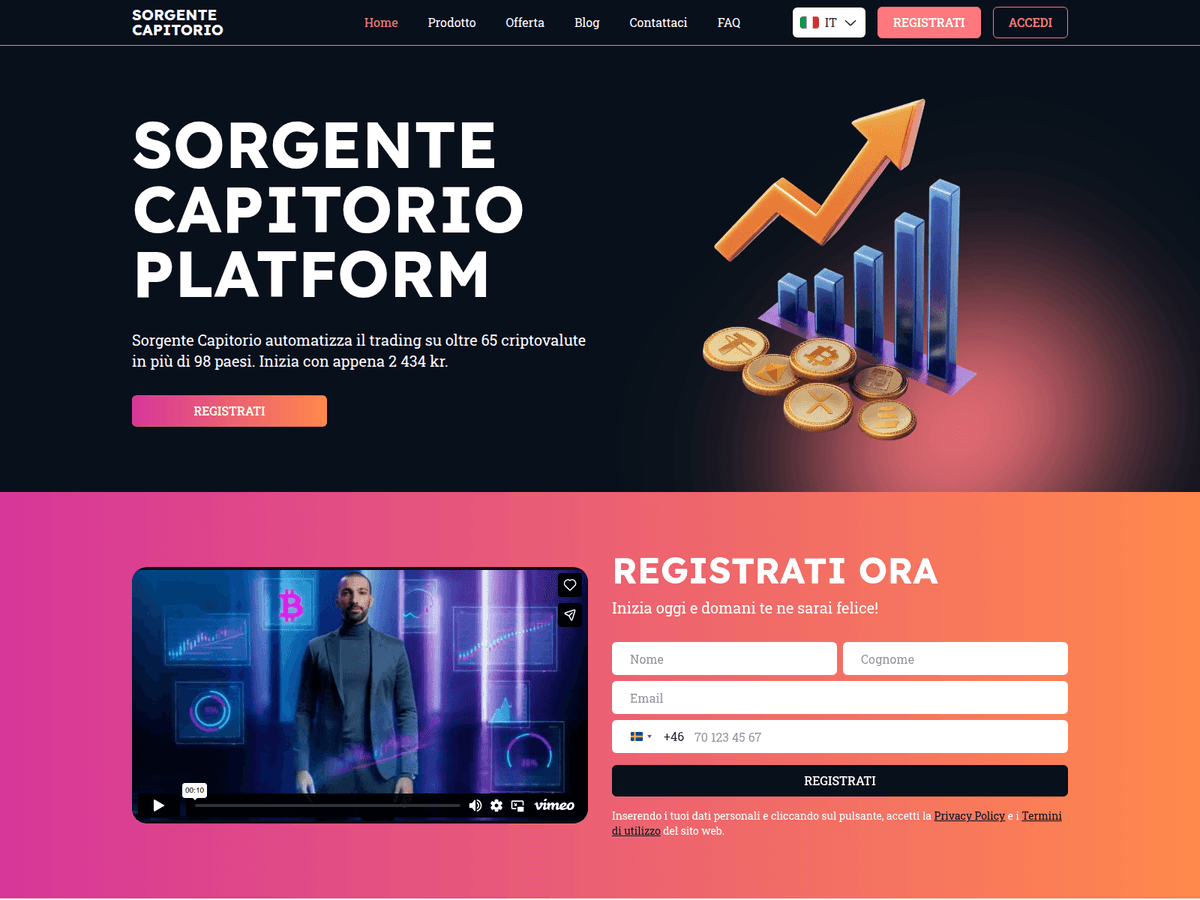Screenshot der Webseite Sorgentecapitorio (sorgentecapitorio.com)