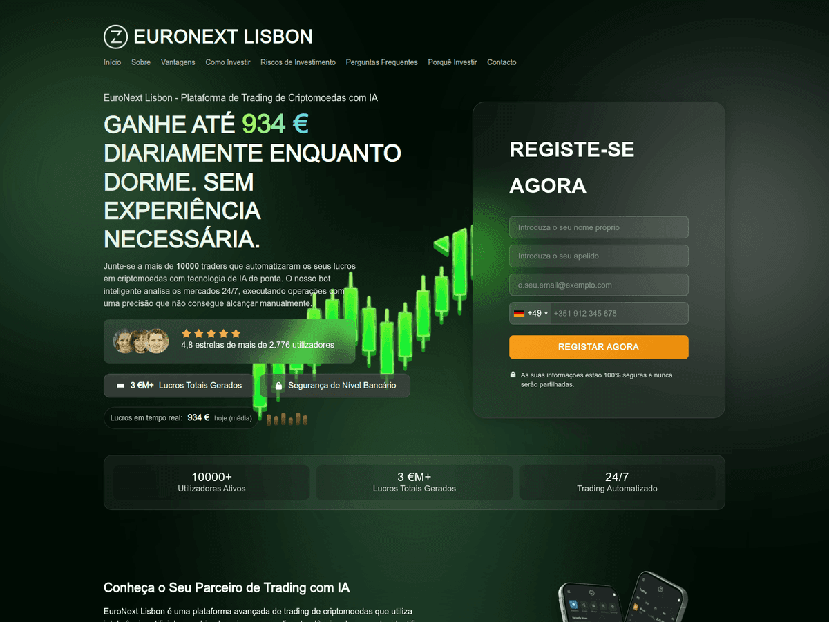 Screenshot der Webseite Euronextlisbontrade (euronextlisbontrade.com)