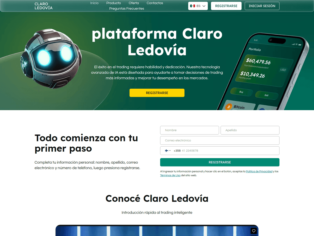 Screenshot der Webseite Claroledovia (claroledovia.com)