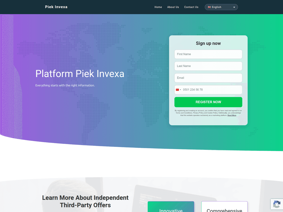 Screenshot der Webseite Piekinvexa (piekinvexa.com)