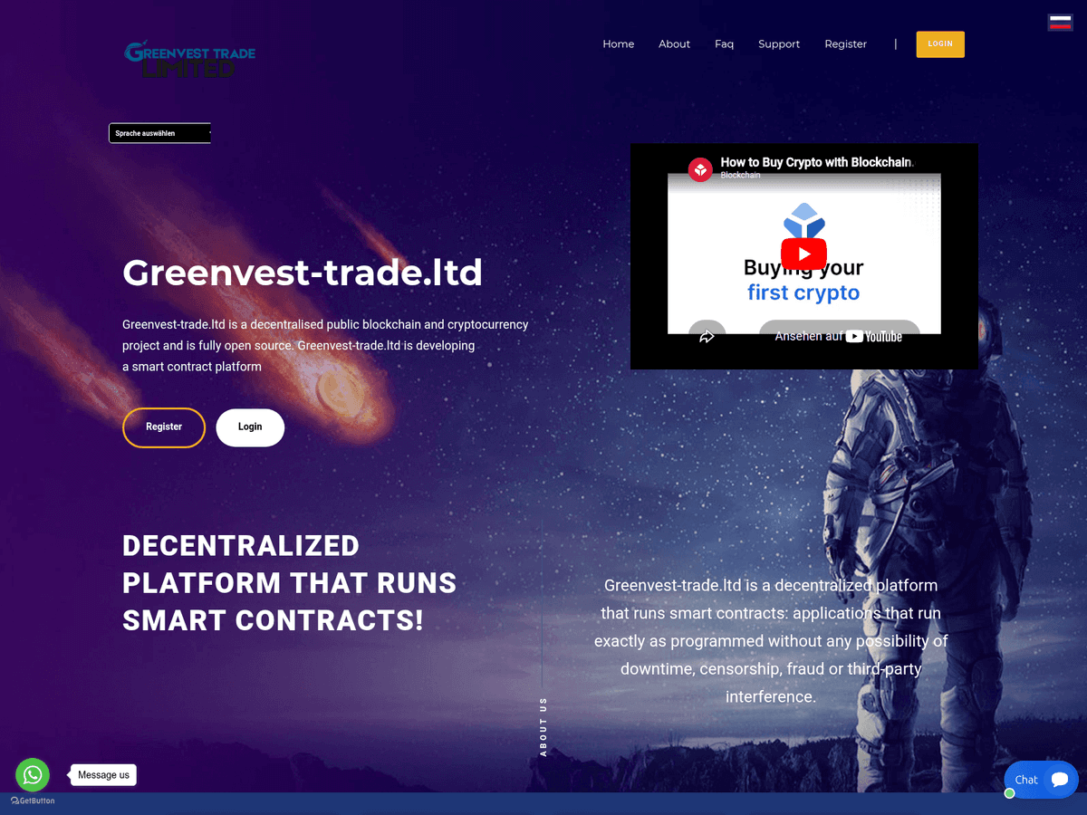 Screenshot der Webseite Greenvest Trade (greenvest-trade.ltd)