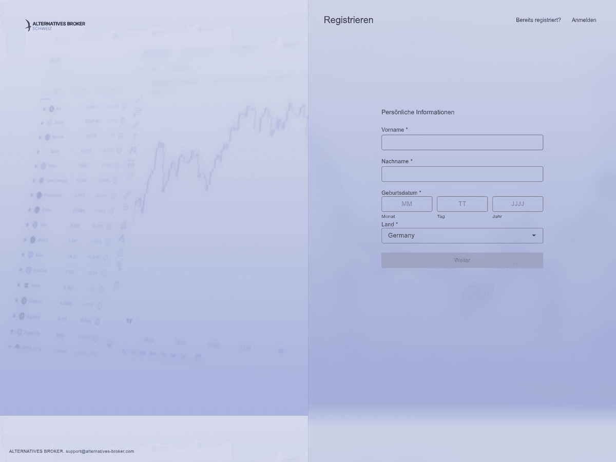 Screenshot von Alternatives Broker