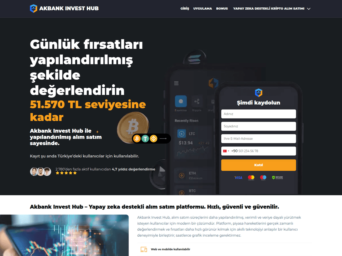 Screenshot der Webseite Akbankinvesthub (akbankinvesthub.com)