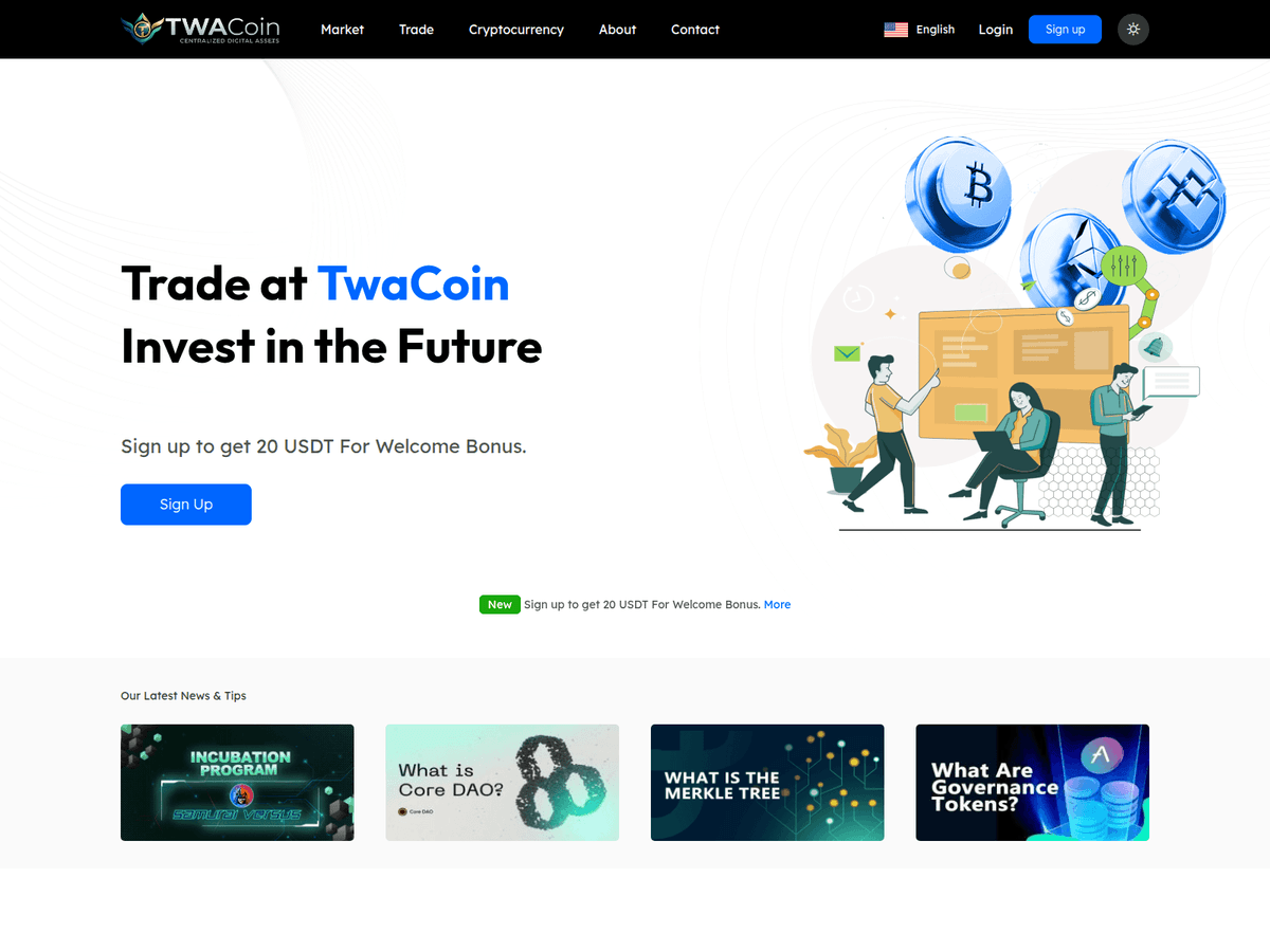 Screenshot der Webseite Twacoin (twacoin.com)