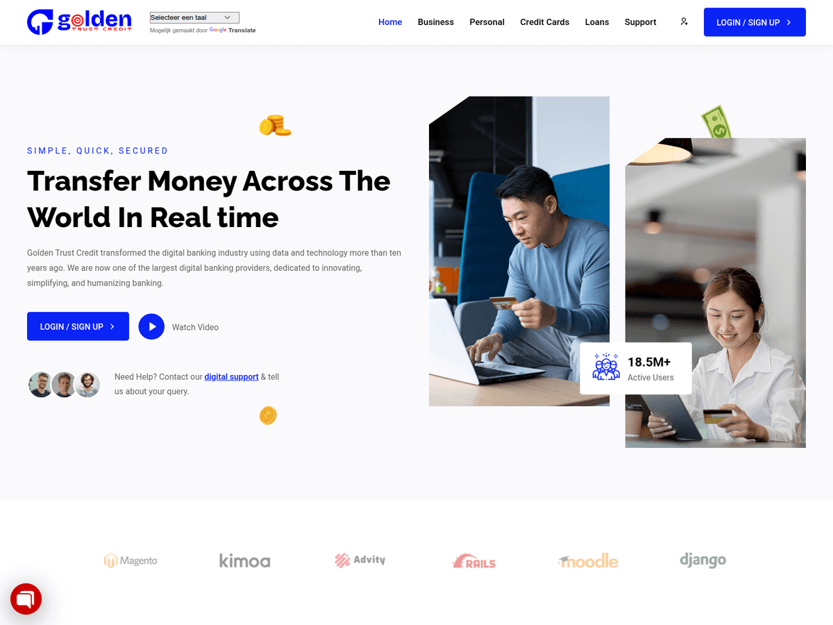 Screenshot der Webseite Goldentrustcredit (goldentrustcredit.com)