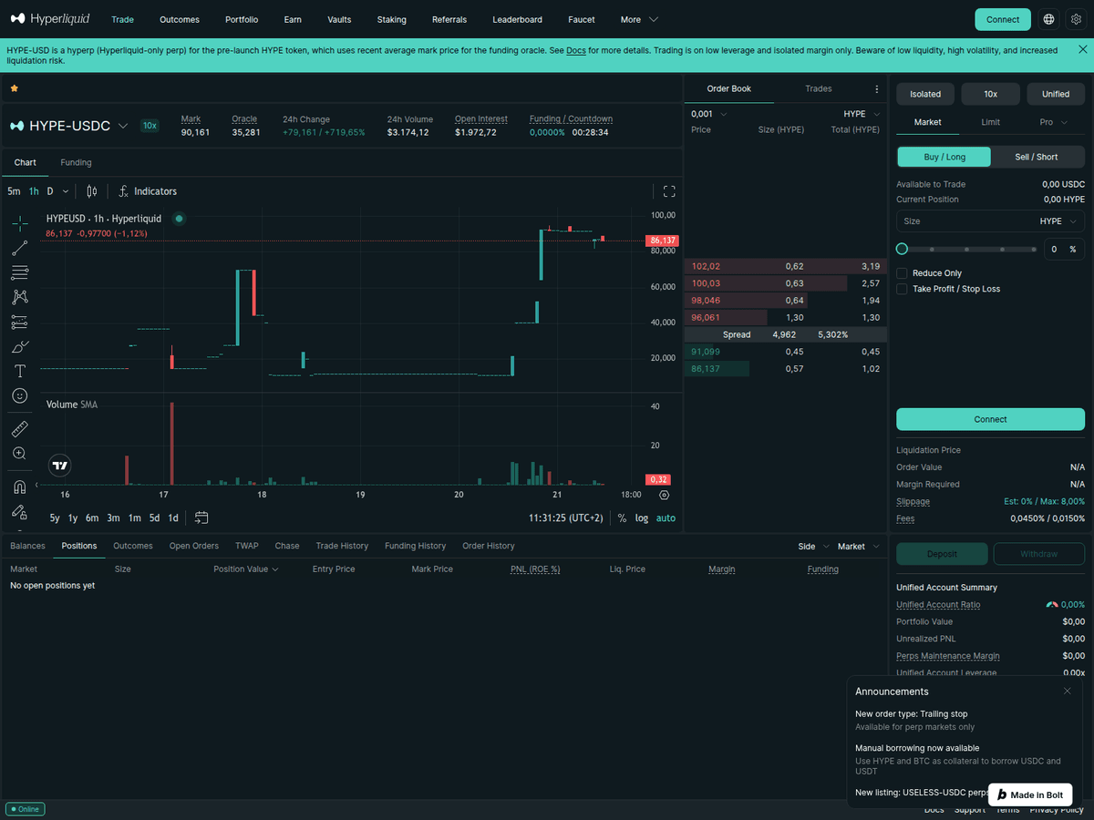 Screenshot der Webseite Hyperliquid (hyperliquid.ltd)