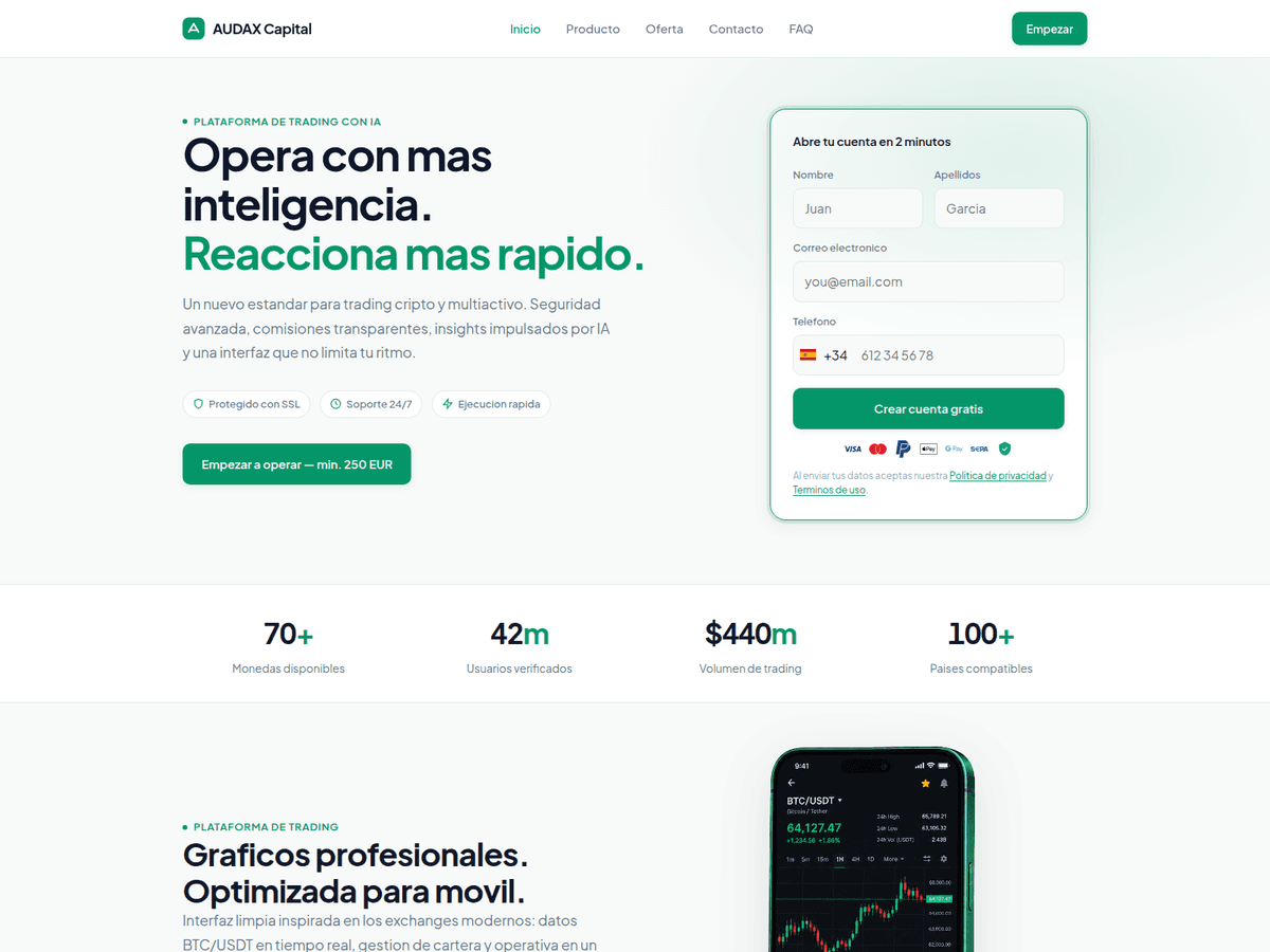 Screenshot von Audax Capital