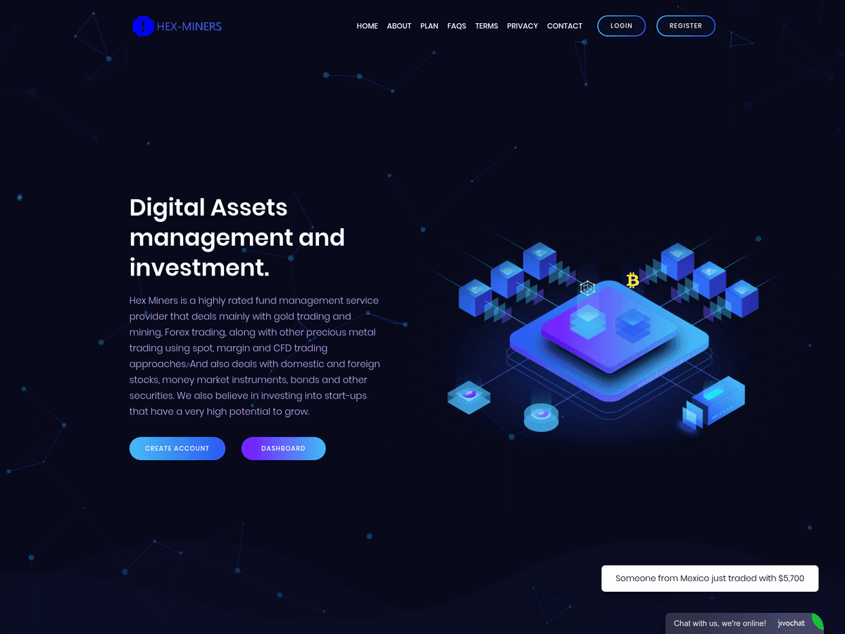 Screenshot der Webseite Hex Miners (hex-miners.org)