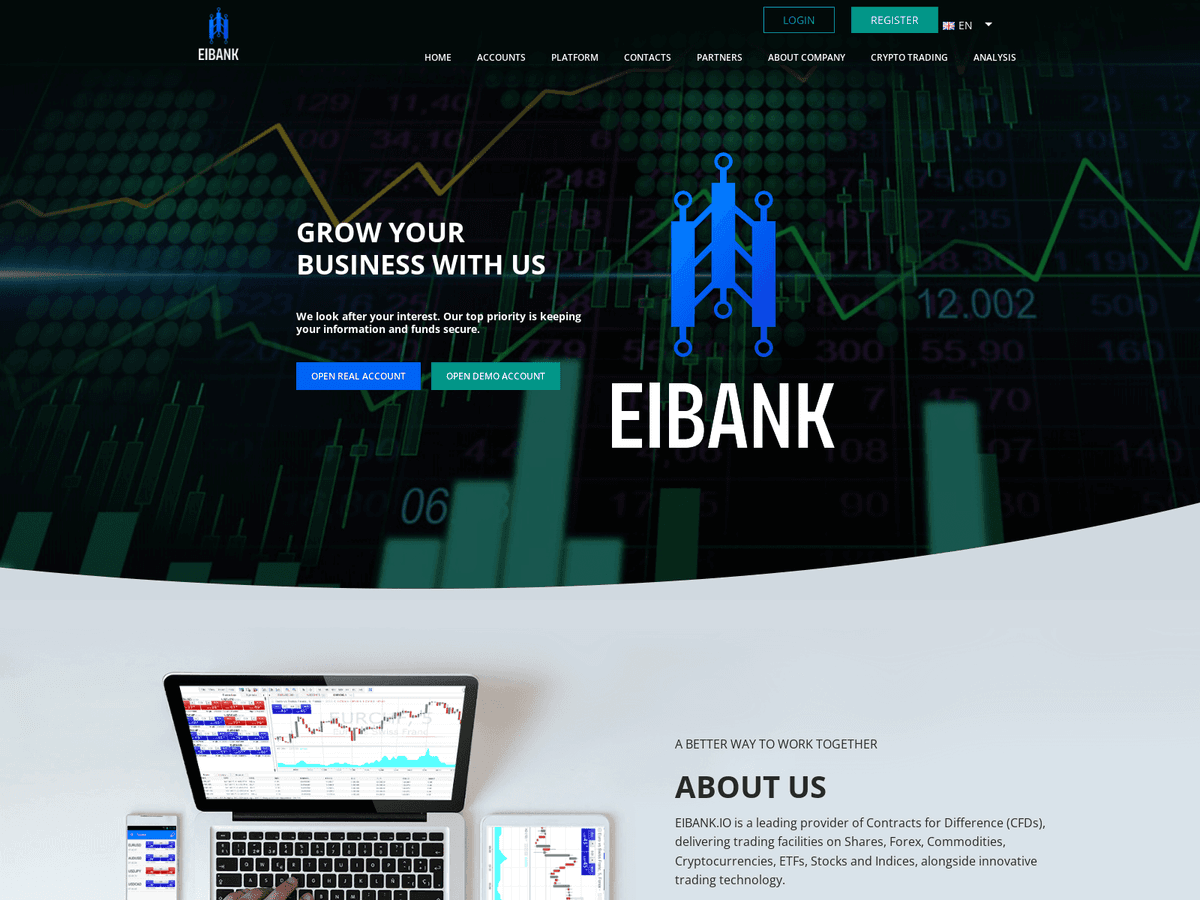 Screenshot der Webseite Eibank (eibank.io)