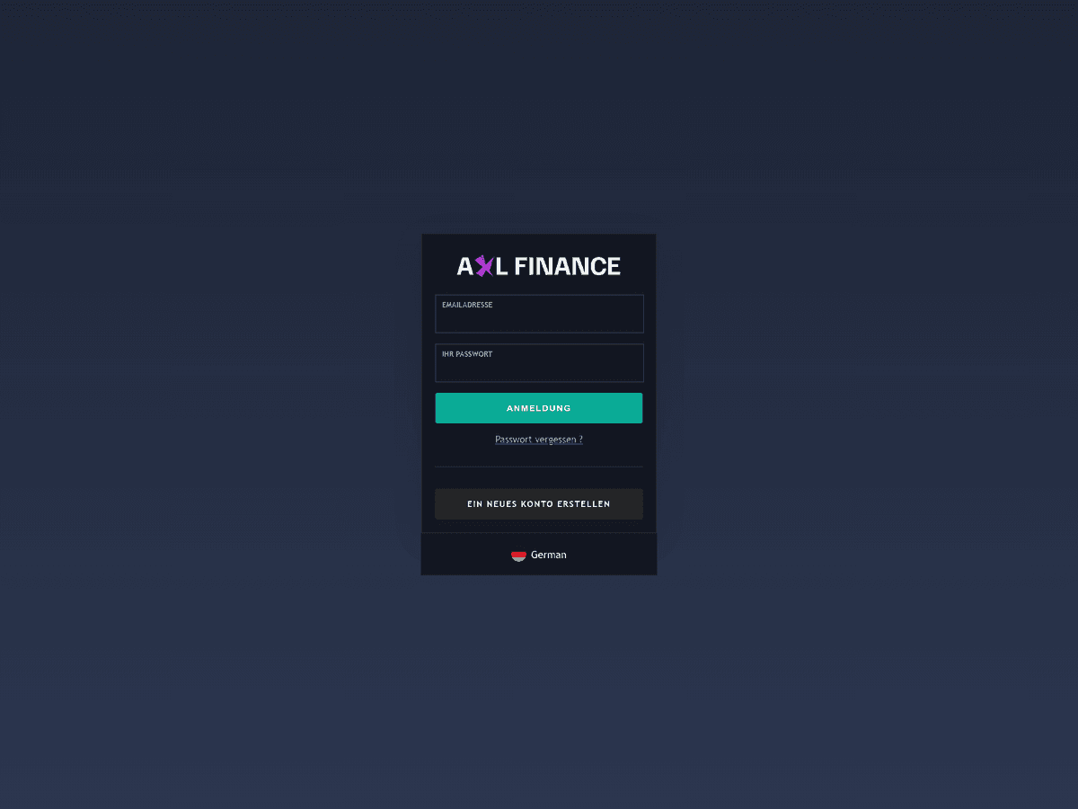 Screenshot von Axl Finance
