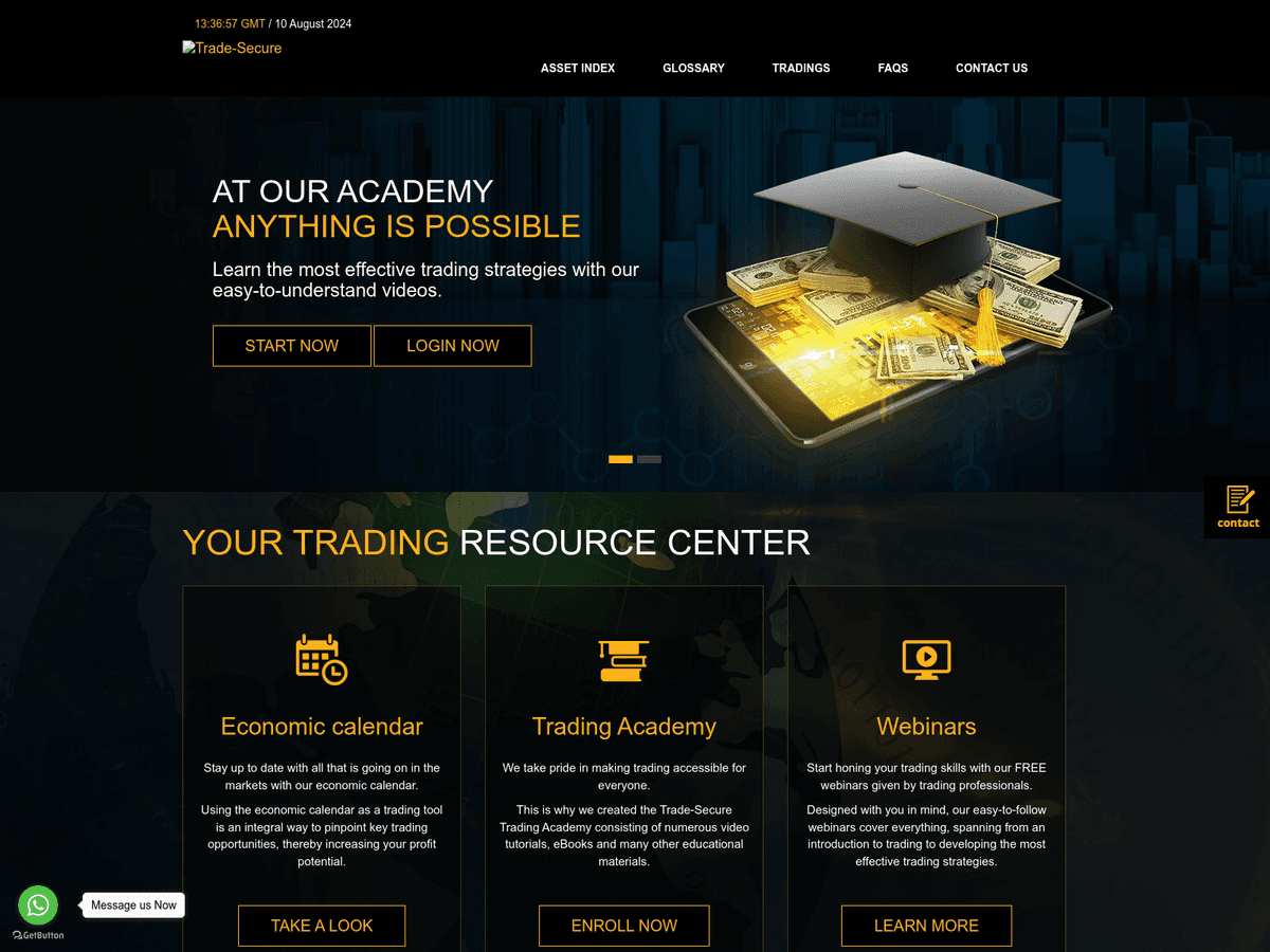 Screenshot von Trade Secure