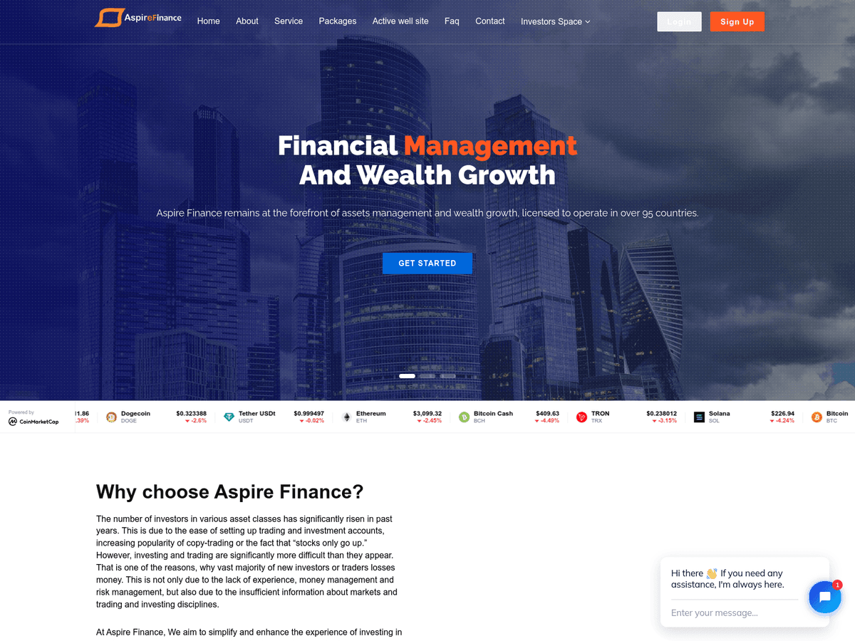Screenshot von Aspirefinance