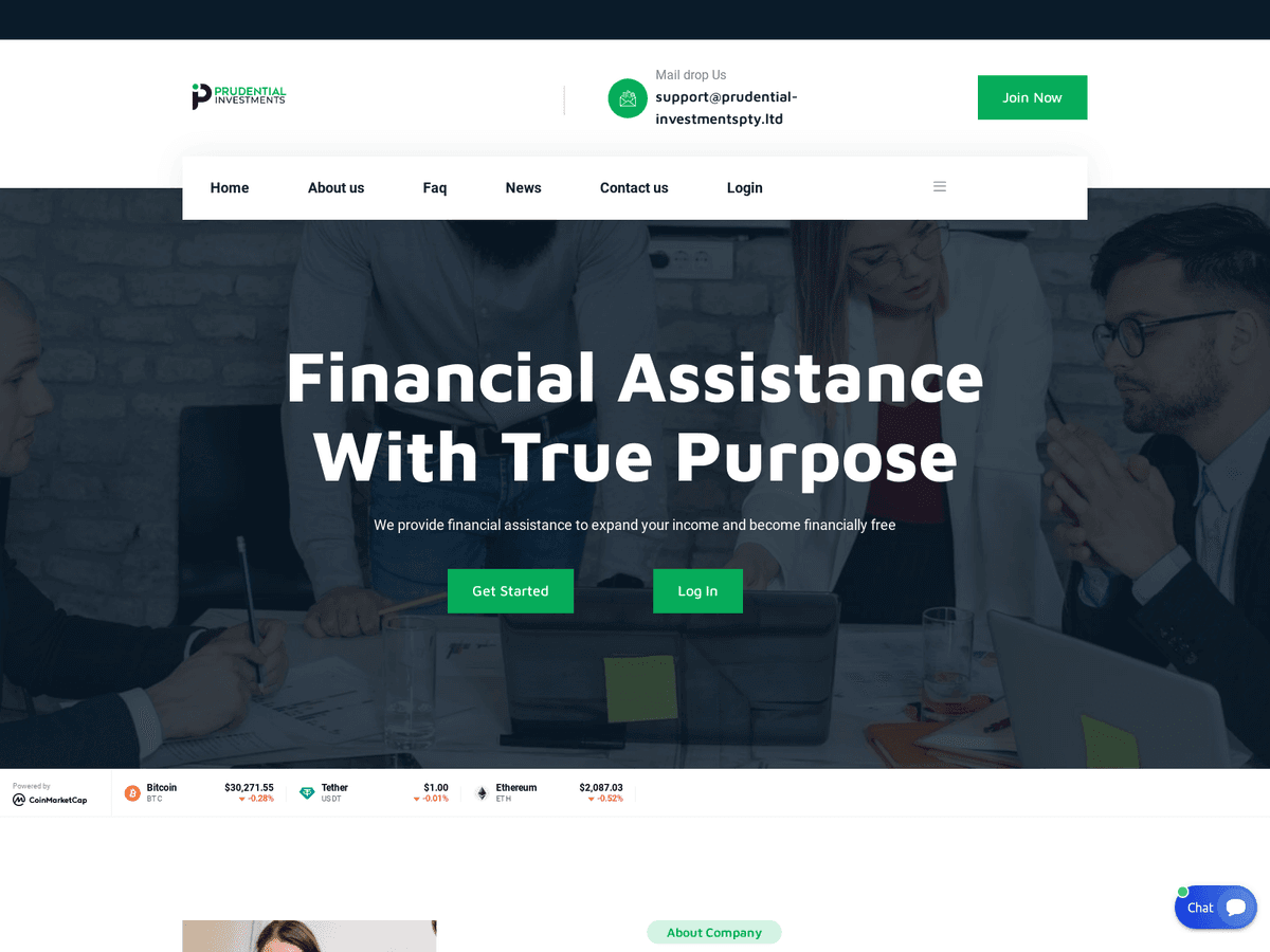 Screenshot der Webseite Prudential Investmentspty (prudential-investmentspty.ltd)