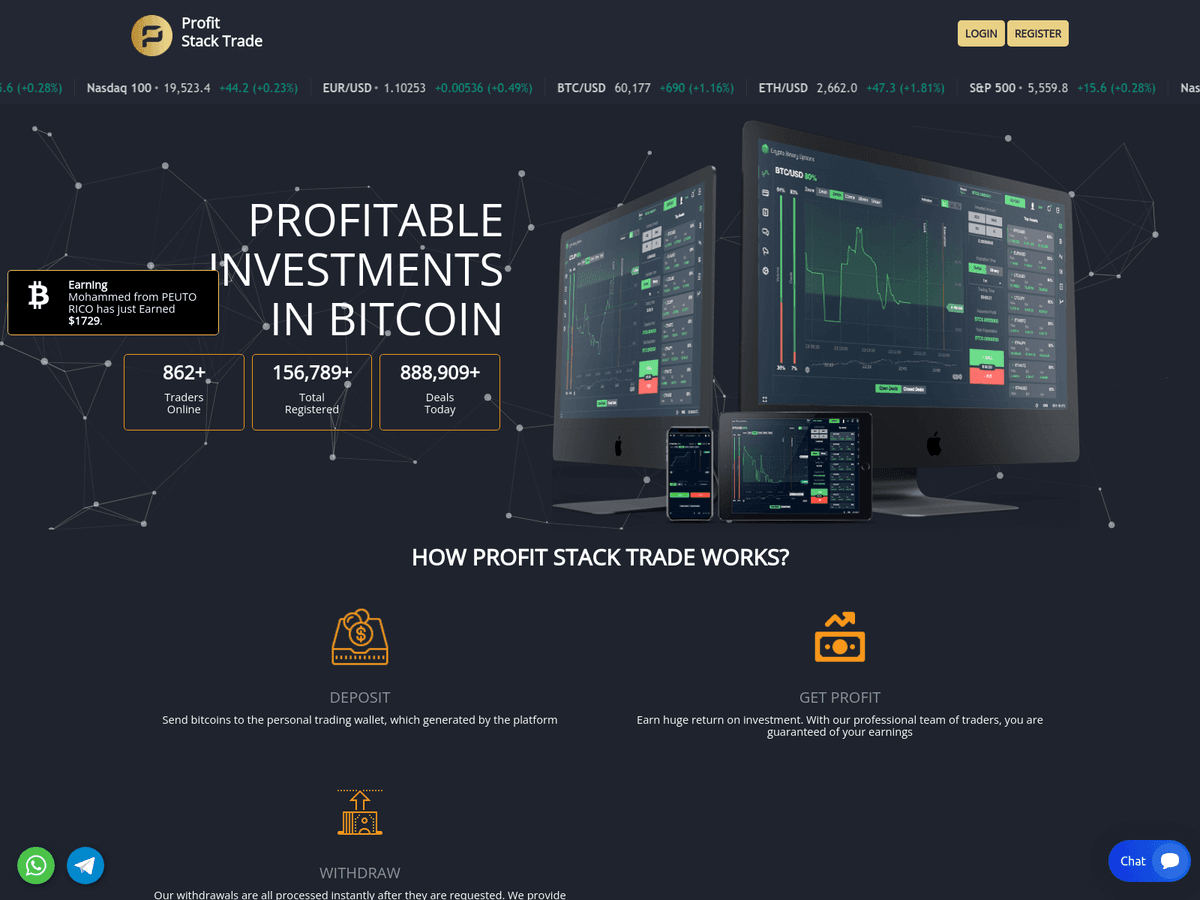 Screenshot von Profitstacktrade