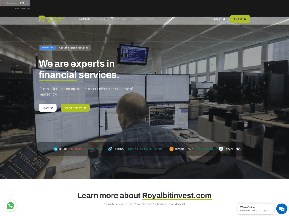 Screenshot von Royalbitinvest