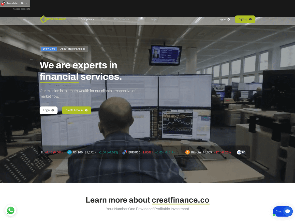 Screenshot der Webseite Crestfinance (crestfinance.co)