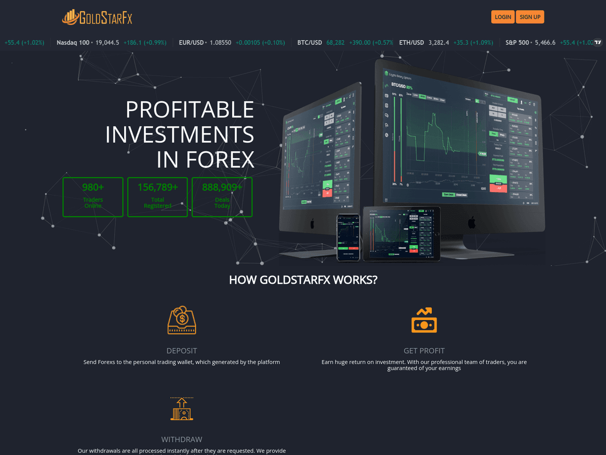 Screenshot der Webseite Goldstarsfx (goldstarsfx.online)