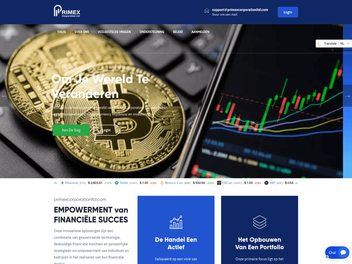 Screenshot von Primexcorporationltd