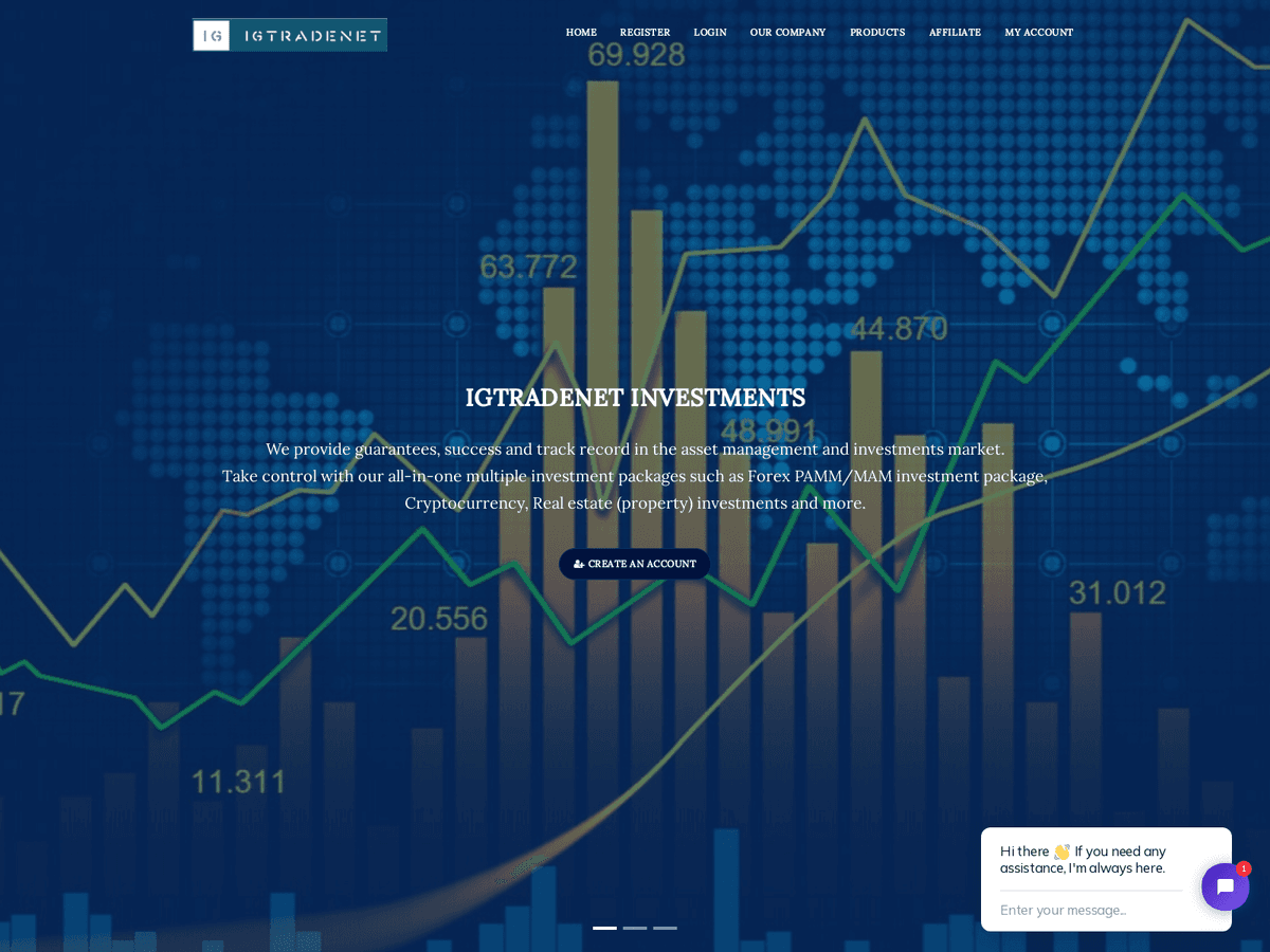 Screenshot der Webseite Igtradenet (igtradenet.live)