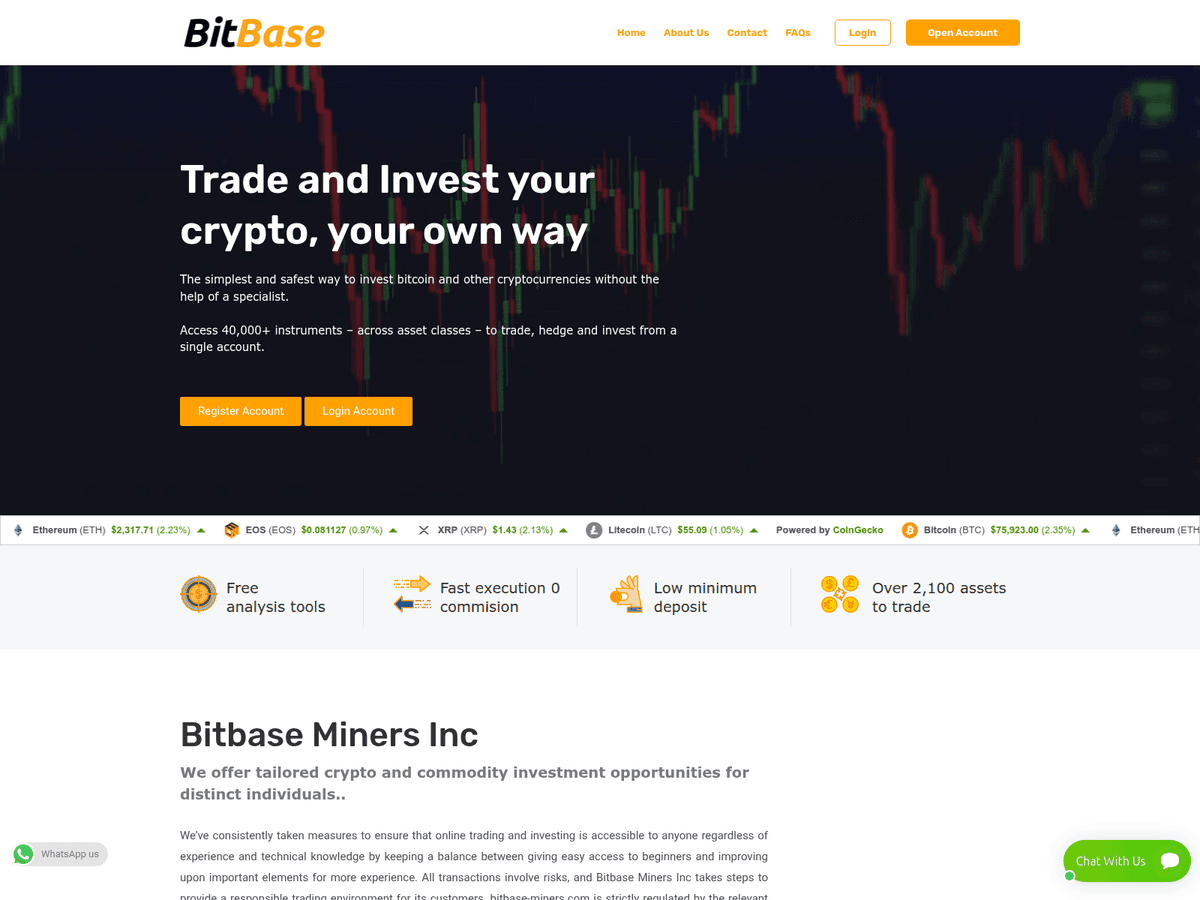 Screenshot von Bitbase Miners